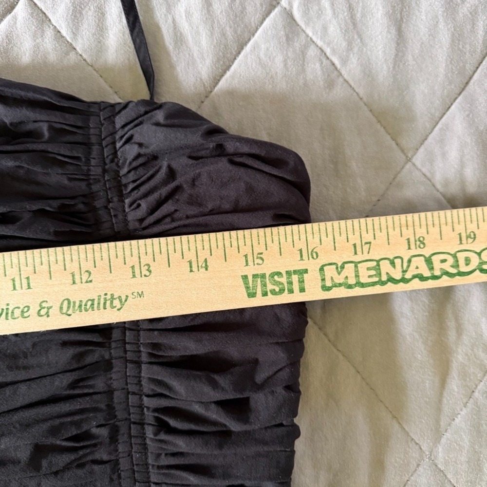 Madewell Poplin Crop Tube Top Womens Sz 6 S Black Ruched Minimalist Quiet Luxury - Picture 5 of 8